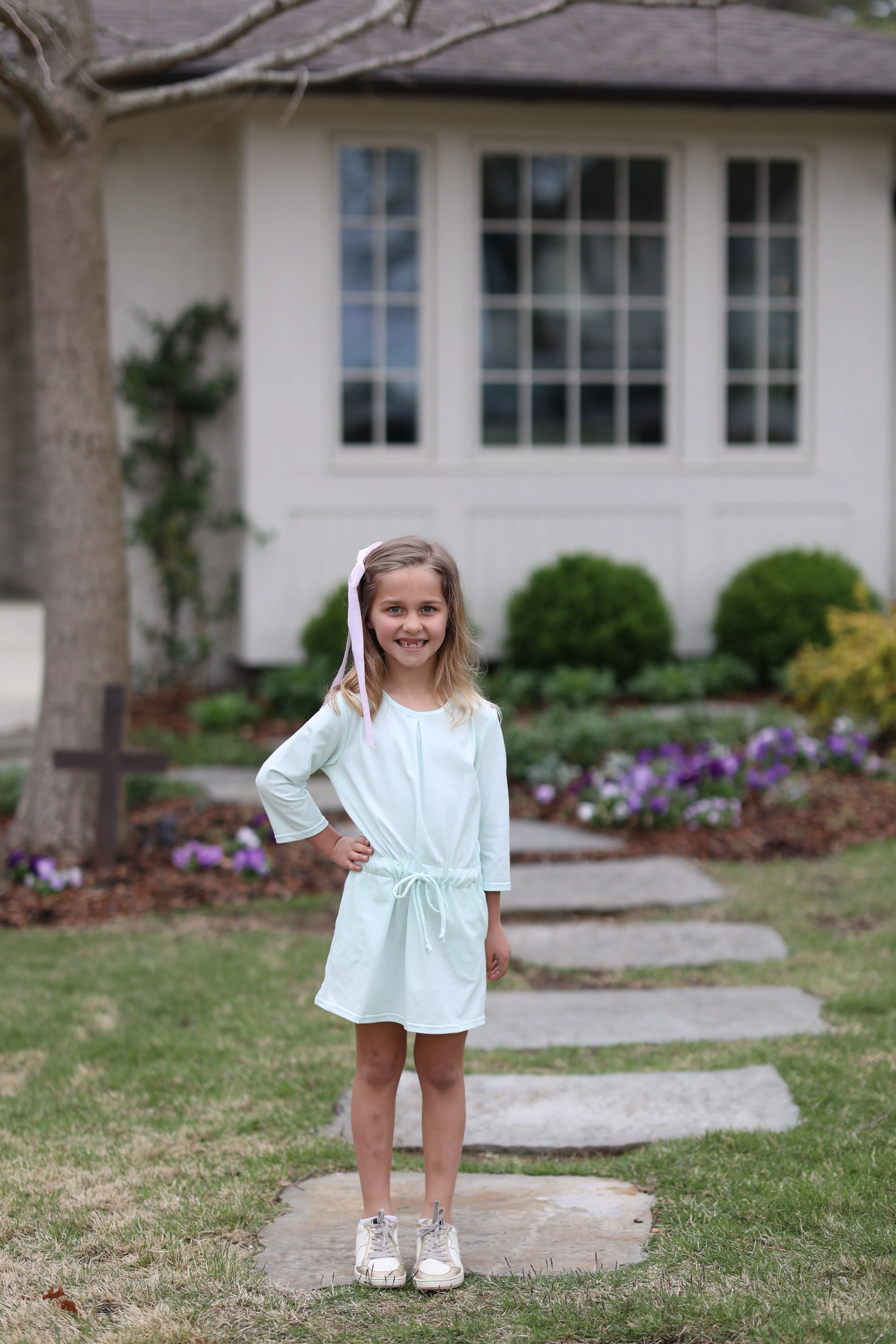 Harper Knit Dress 3/4 Sleeve Premium in Icy Mint Knit