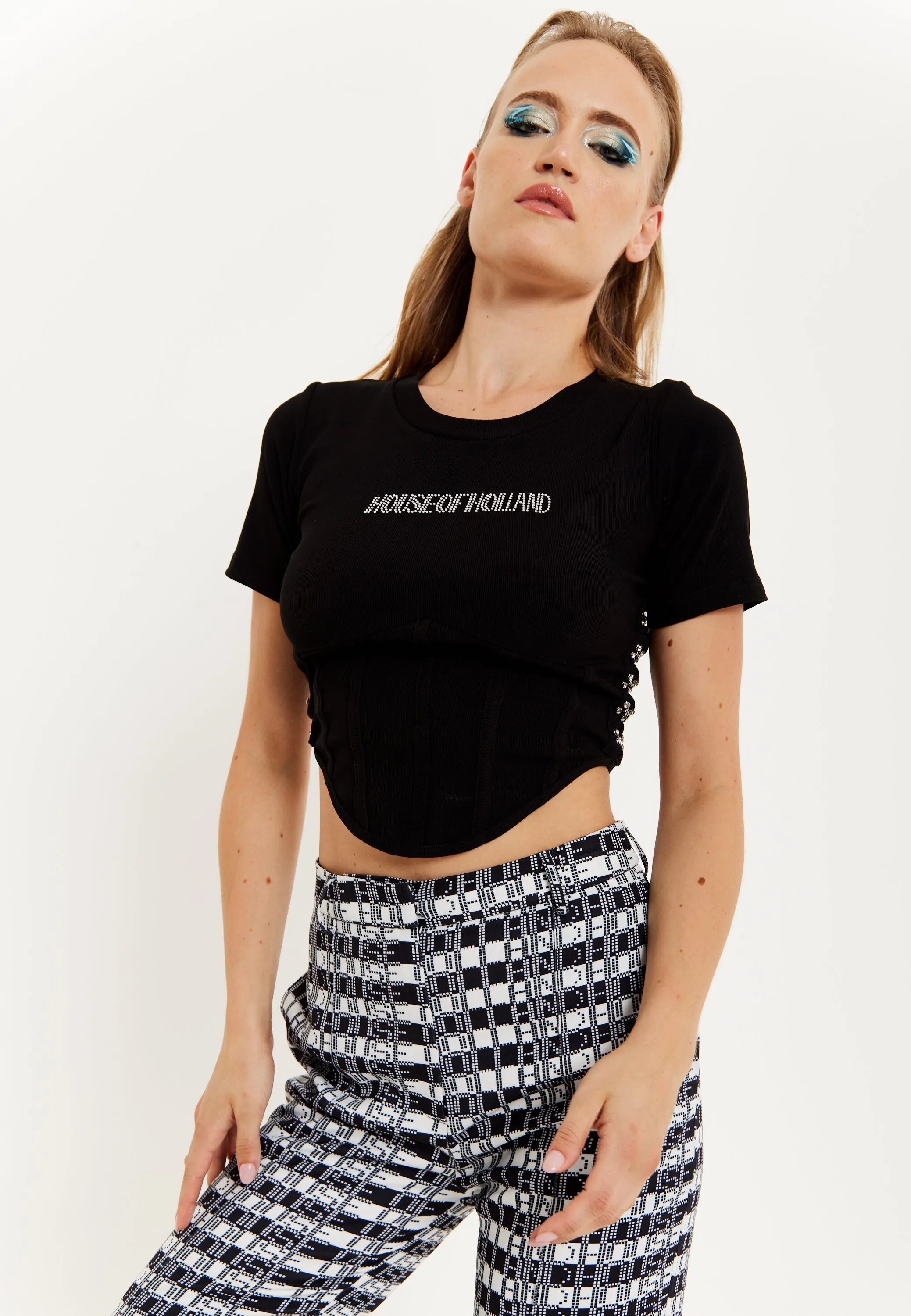 House Of Holland Corset Crop Top In Black