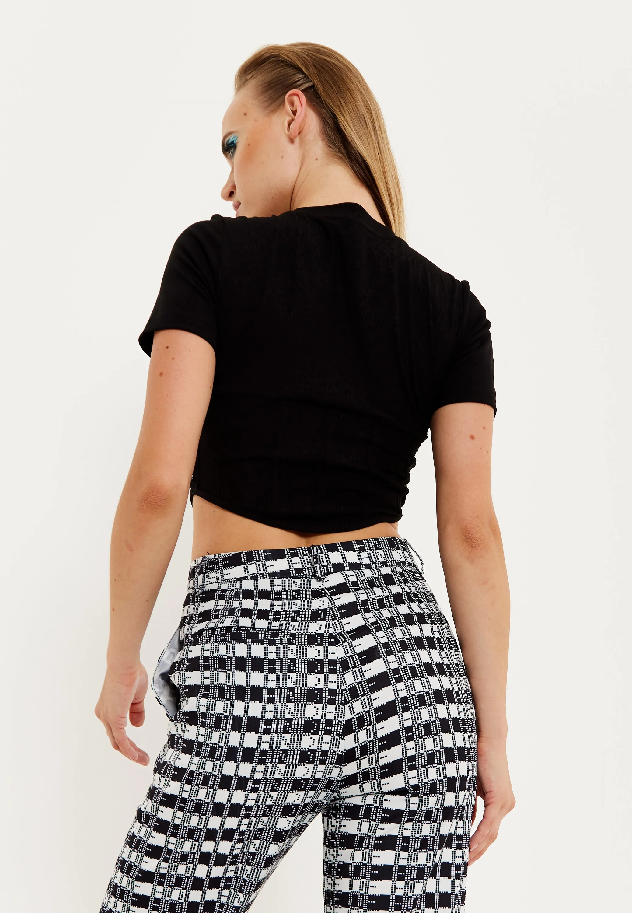 House Of Holland Corset Crop Top In Black