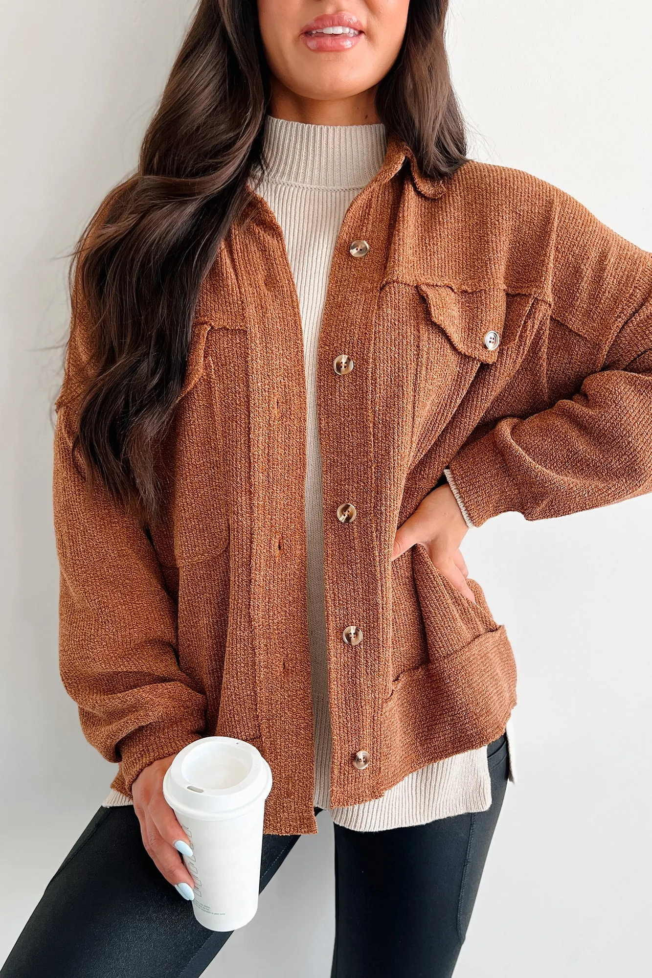 Iona Knit Shacket (Brown)