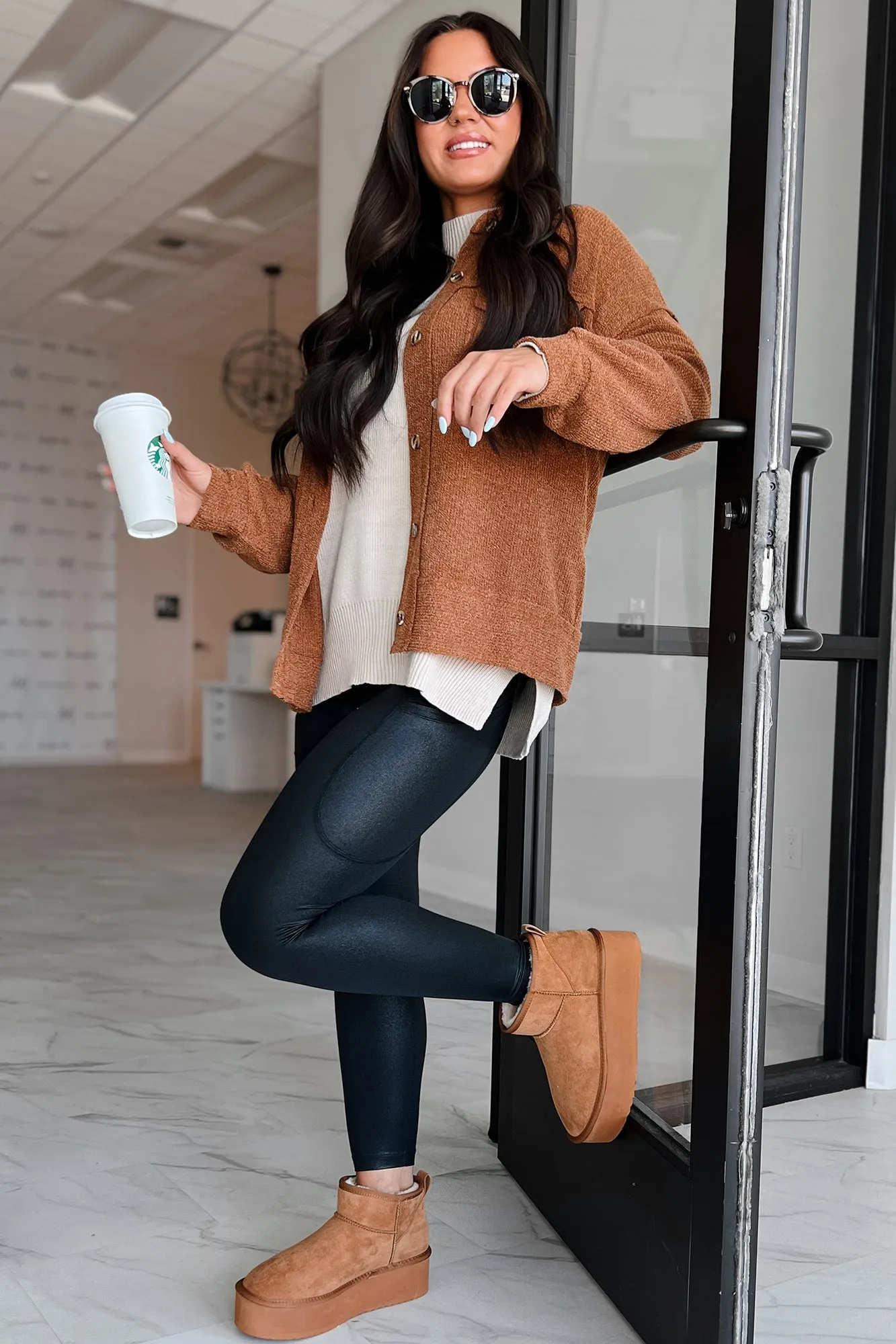 Iona Knit Shacket (Brown)