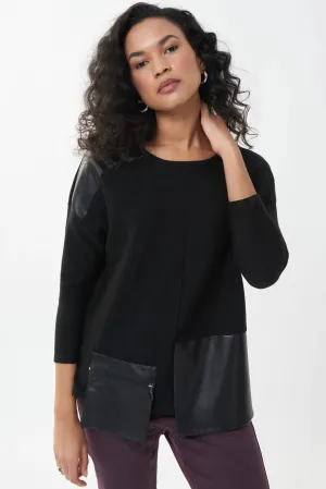 JOSEPH RIBKOFF 223025 Leather Pocket Top