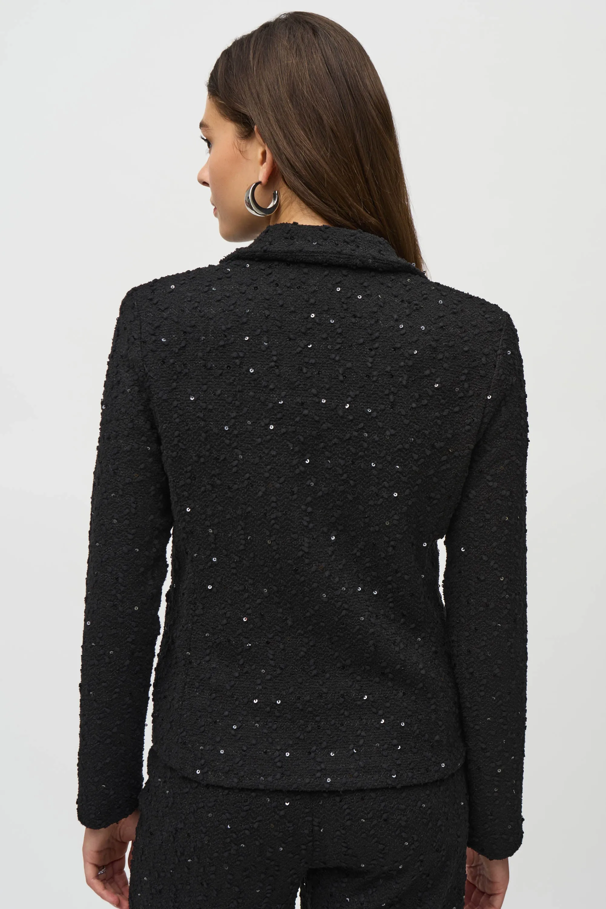 Joseph Ribkoff Sequin Bouclé Blazer With Chain Trim Details