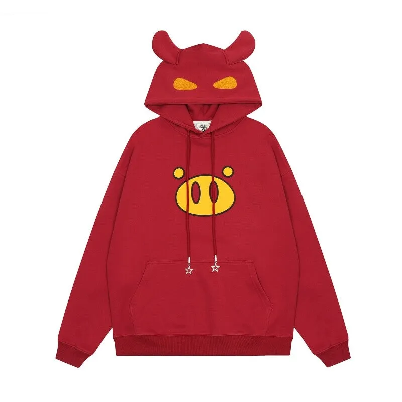 Kawaii Cute Cartoon Piggy Print Sweatshirt