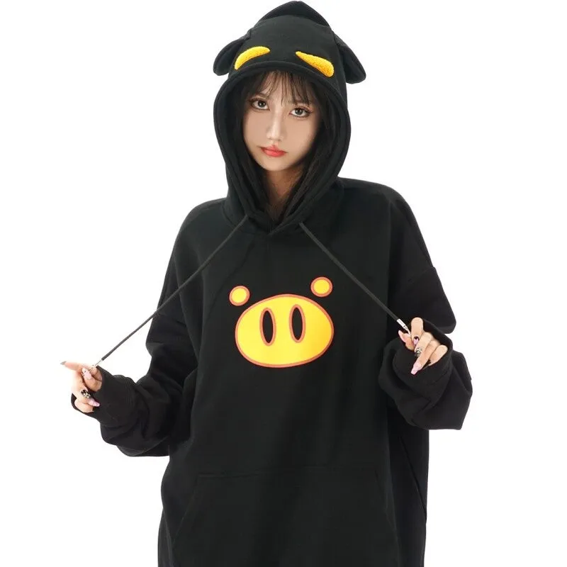 Kawaii Cute Cartoon Piggy Print Sweatshirt
