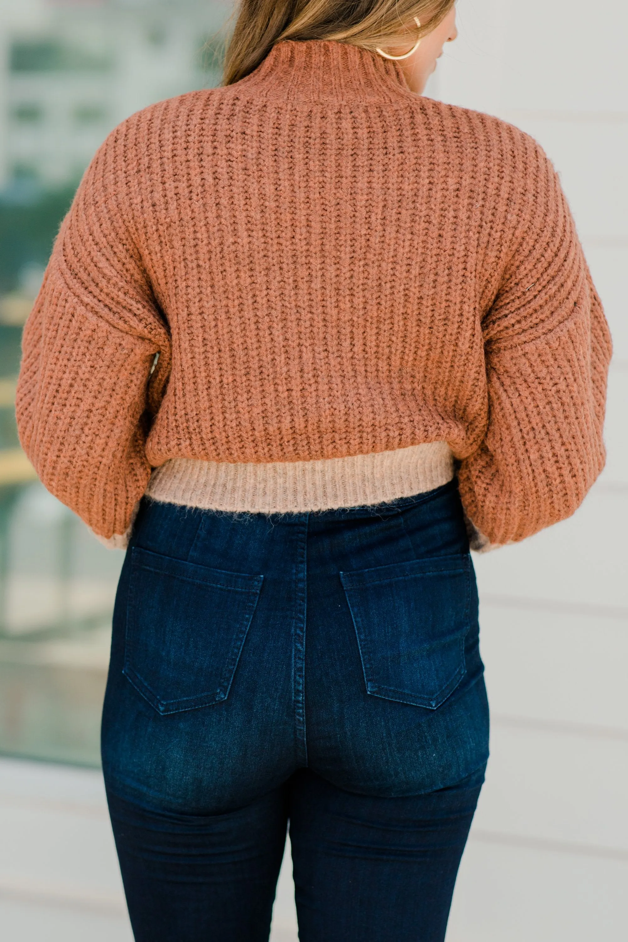 Keep Up Brown Colorblock Sweater