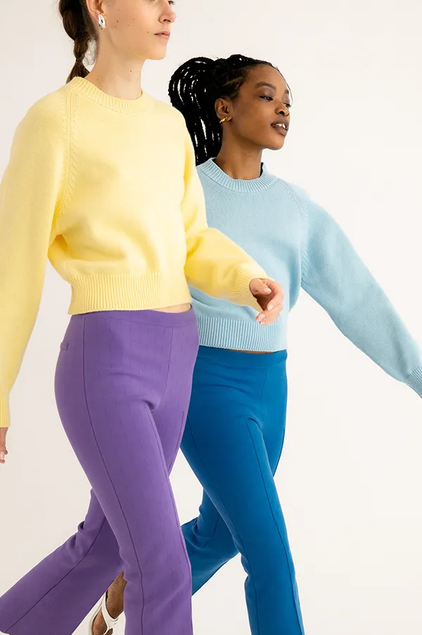 Kick Stretch-Cotton Pants In Purple