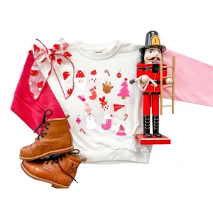 Kids Pink Christmas Colorblock Sweatshirt
