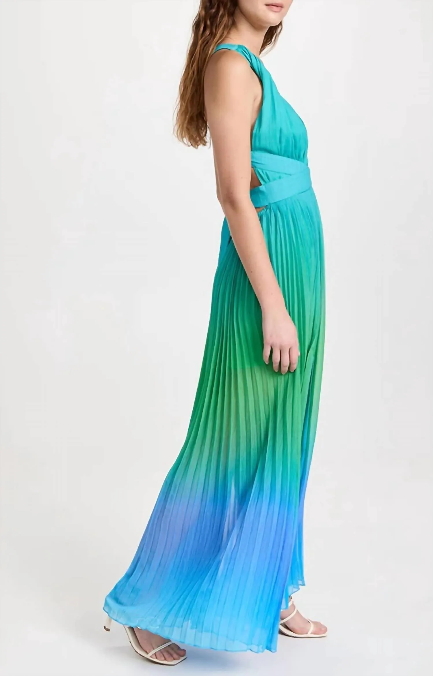 Kiki Long Dress in Blue & Green Ombre
