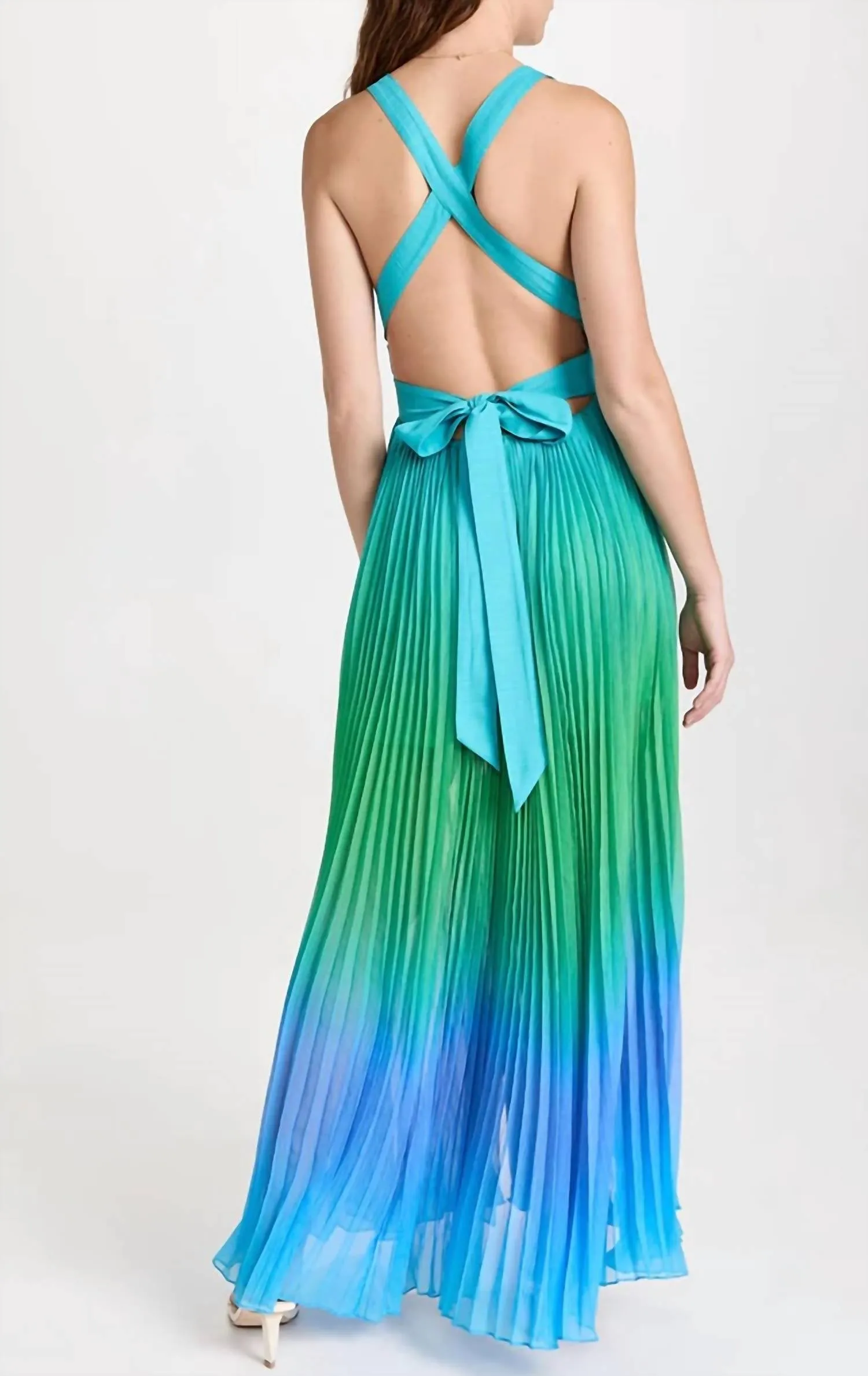 Kiki Long Dress in Blue & Green Ombre