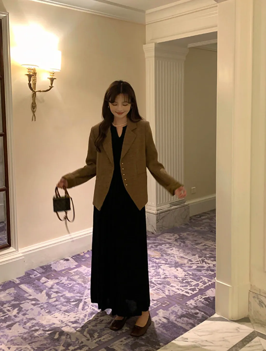 [Korean Style] High Quality Vintage Style Brown Single Breasted Blazer