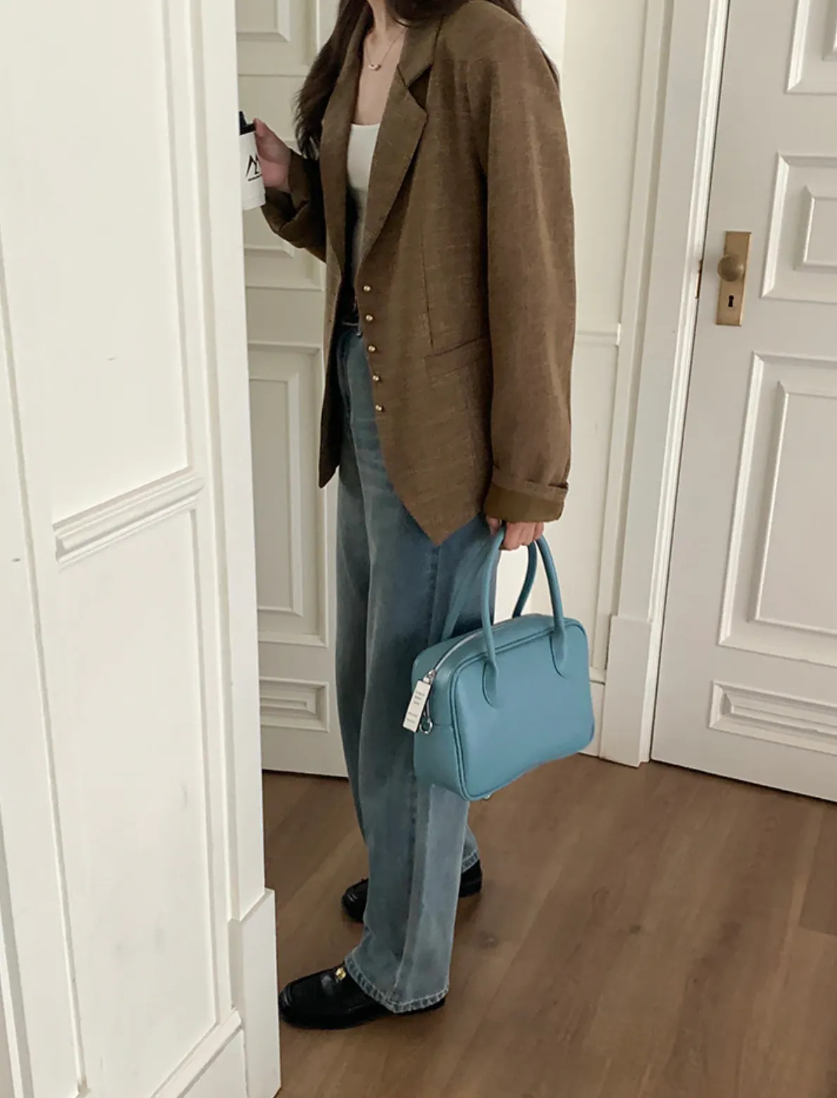 [Korean Style] High Quality Vintage Style Brown Single Breasted Blazer