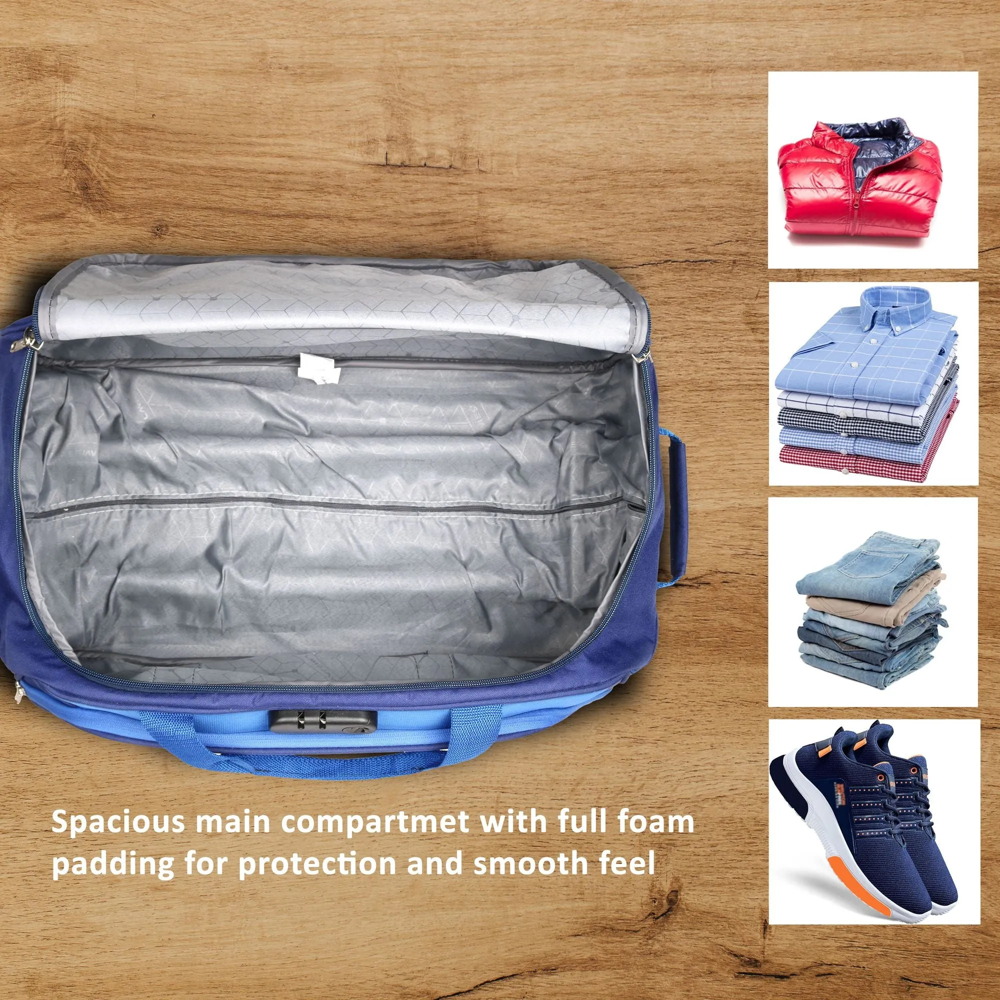 Lavie Sport 57 cms Anti-theft Sage Wheel Duffle Bag | Navy