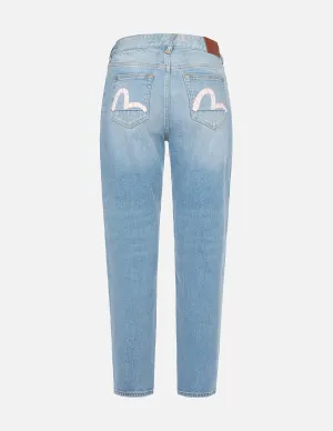 Logo-pattern Seagull Print Relax Fit Jeans