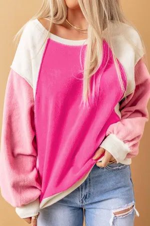 Long Sleeve Patchwork Fleece Sweatshirt