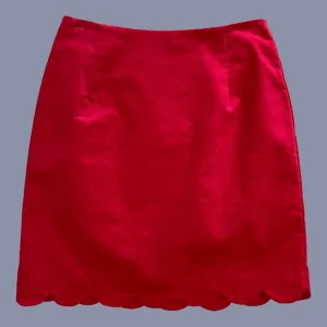 Louche Alicja Red Scalloped Hem Babycord Mini Skirt - 14