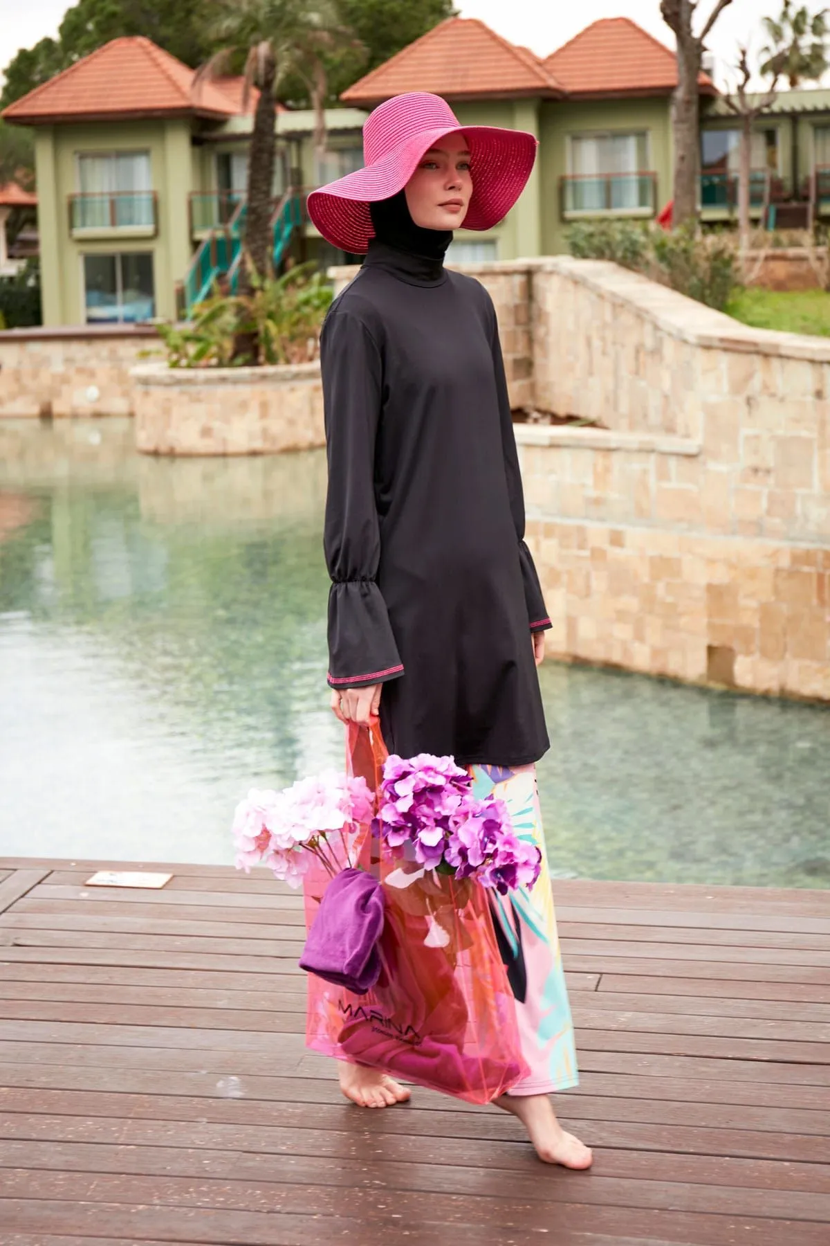 Lycra Black Burkini Modest Swimwear M2480