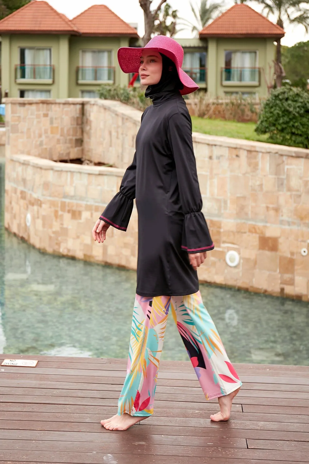 Lycra Black Burkini Modest Swimwear M2480