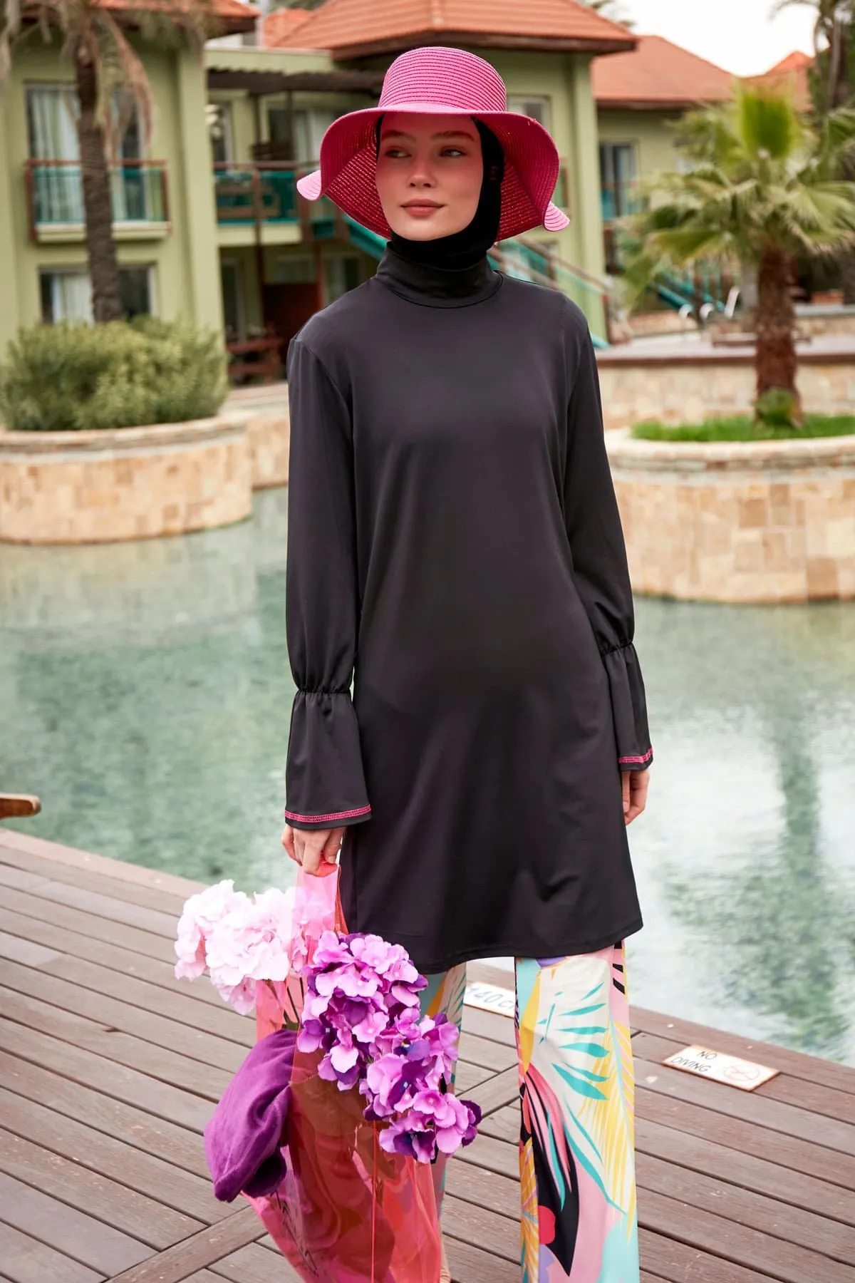 Lycra Black Burkini Modest Swimwear M2480