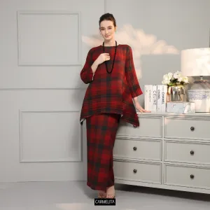 MALIKA PRINTED - PLAID IN RED