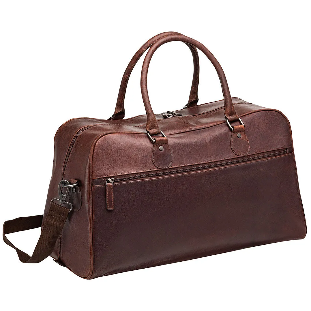 Mancini Leather Classic Duffle Bag, 21.5" x 11" x 14", Brown