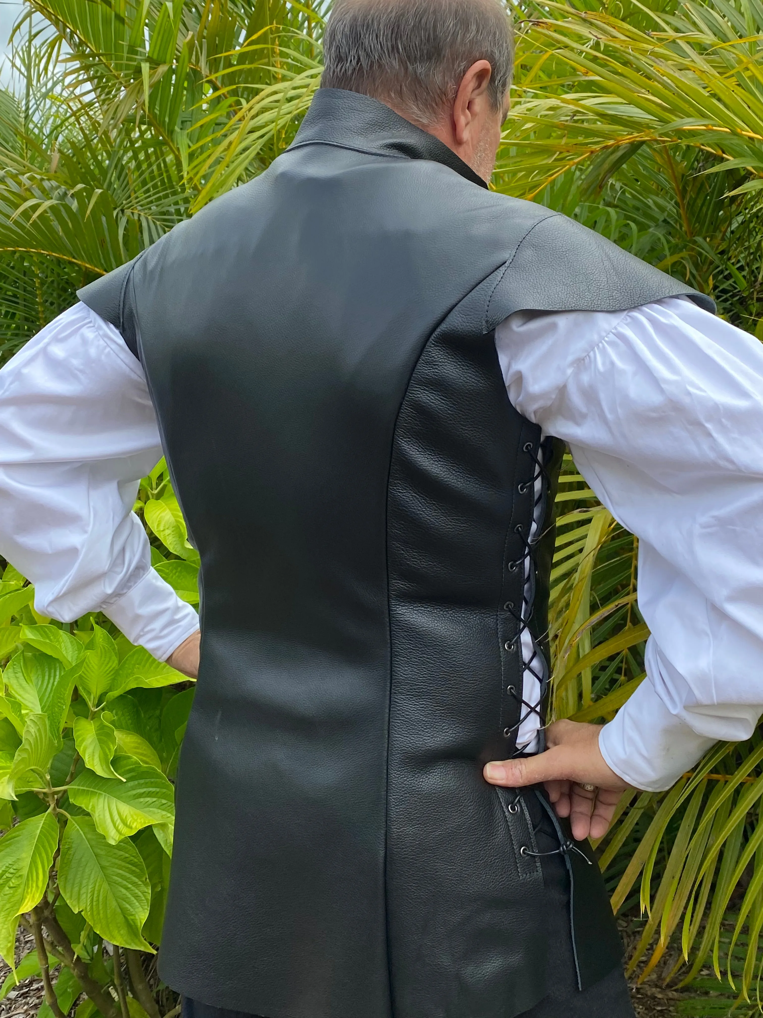 Medieval Leather Tunic or Jerkin - with lace up sides and Buckle front