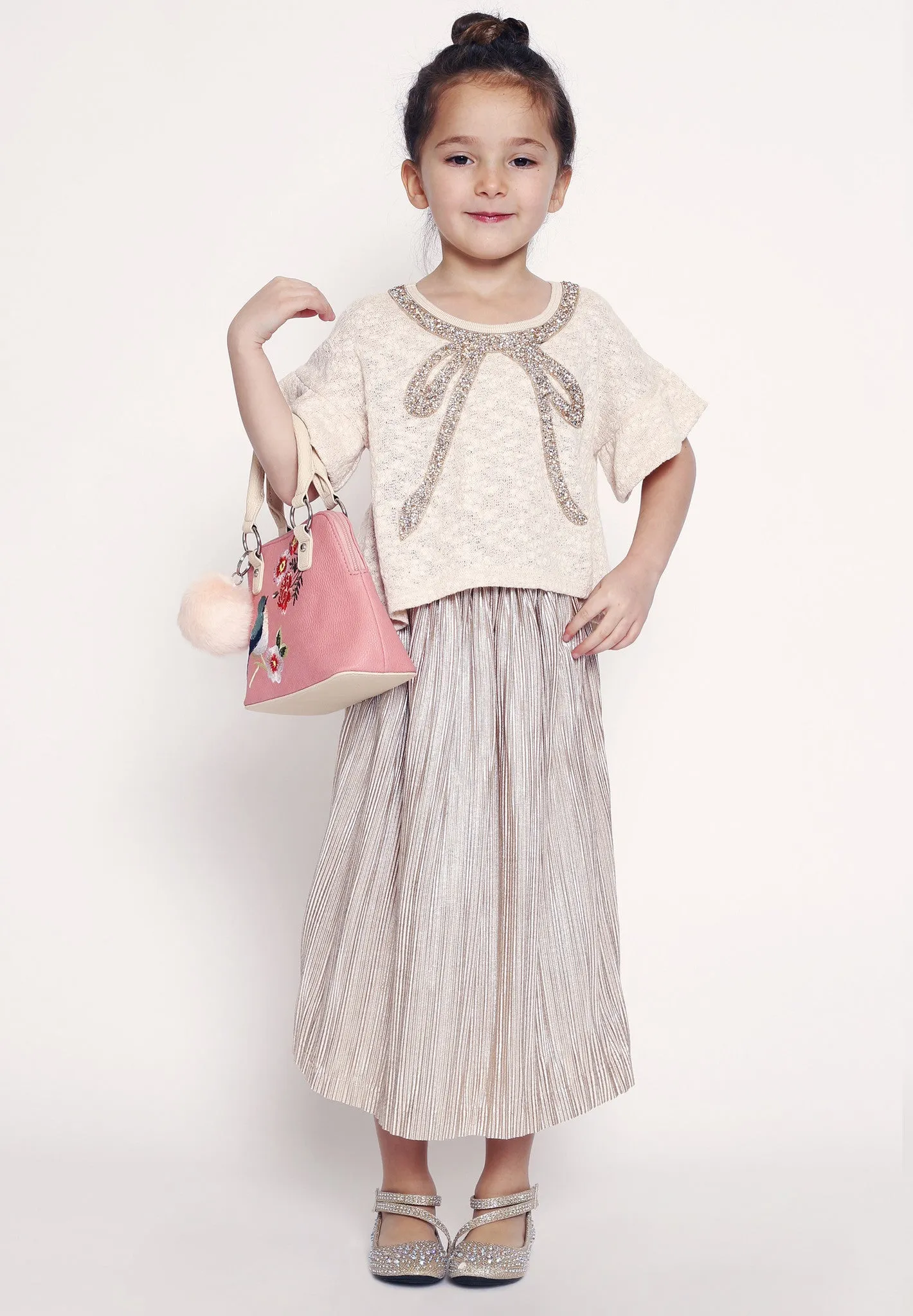 Metallic Pleated Skirt (A21189)