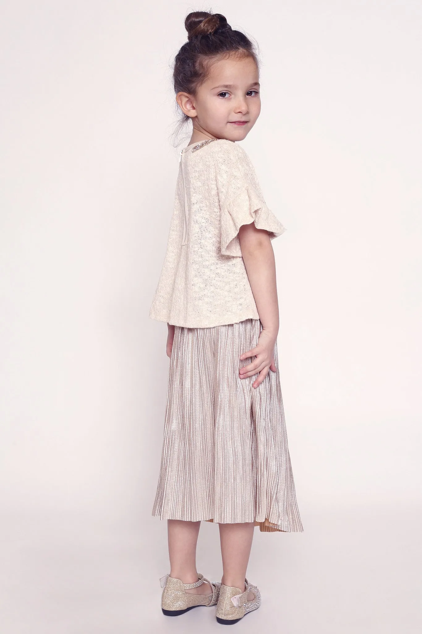Metallic Pleated Skirt (A21189)