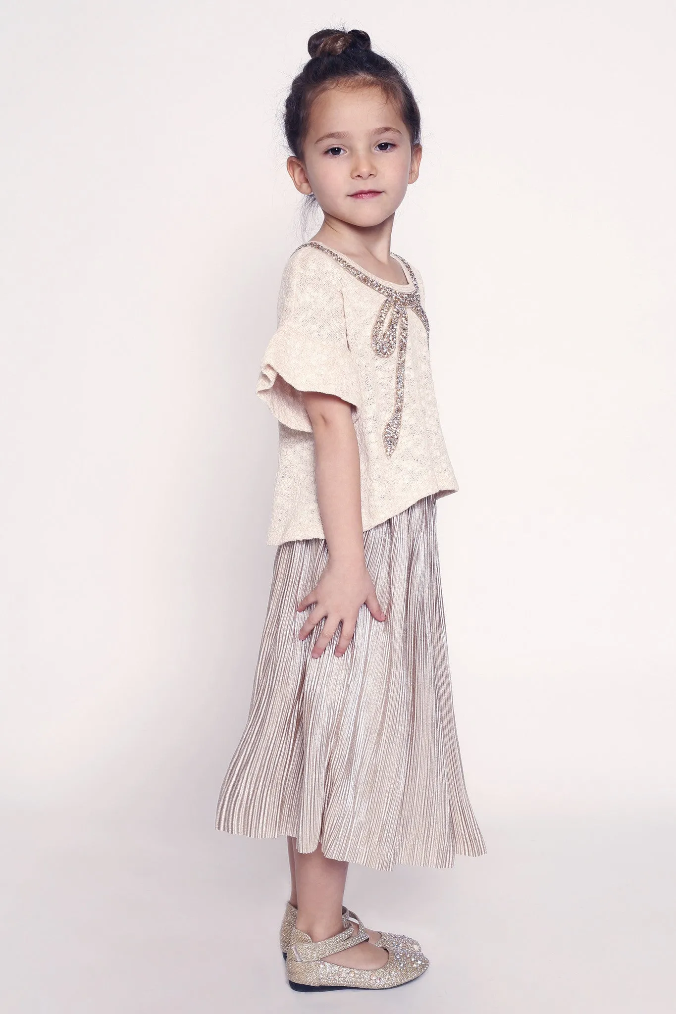 Metallic Pleated Skirt (A21189)