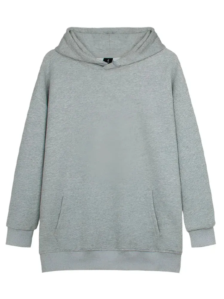Metaversmall 11 Colors Autumn Thin Simple Loose Hooded Hoodies Women Sweatshirts Female Pocket White Basic Solid Color Pullover S-3XL
