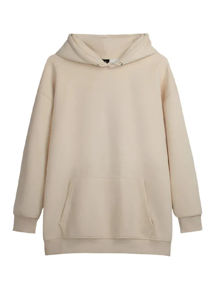 Metaversmall 11 Colors Autumn Thin Simple Loose Hooded Hoodies Women Sweatshirts Female Pocket White Basic Solid Color Pullover S-3XL