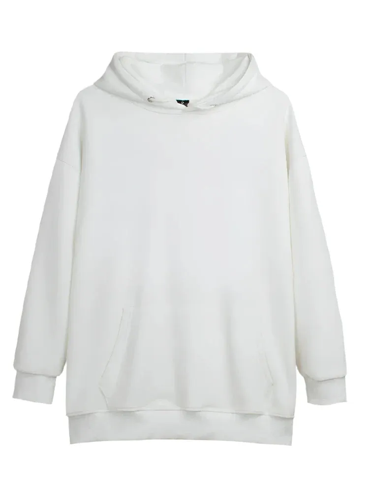 Metaversmall 11 Colors Autumn Thin Simple Loose Hooded Hoodies Women Sweatshirts Female Pocket White Basic Solid Color Pullover S-3XL