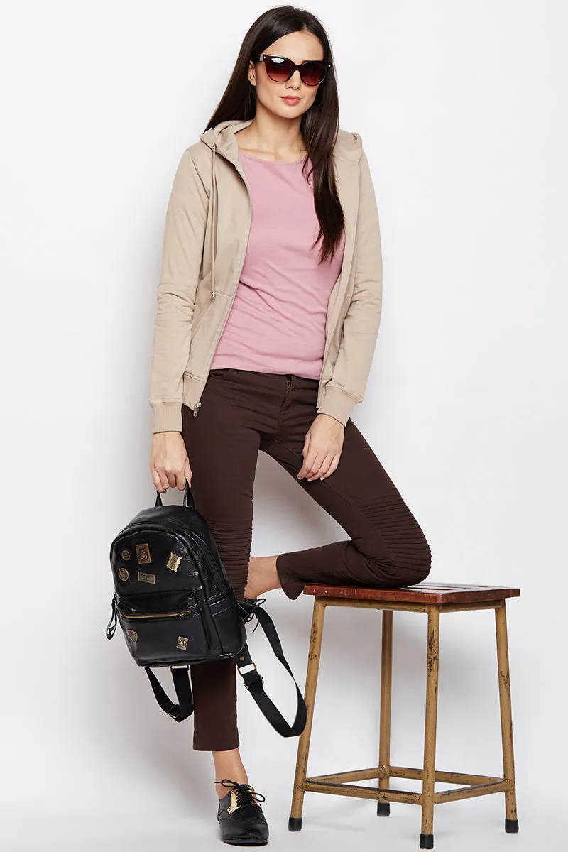 Moda Elementi solid color hoodies women sweatshirt