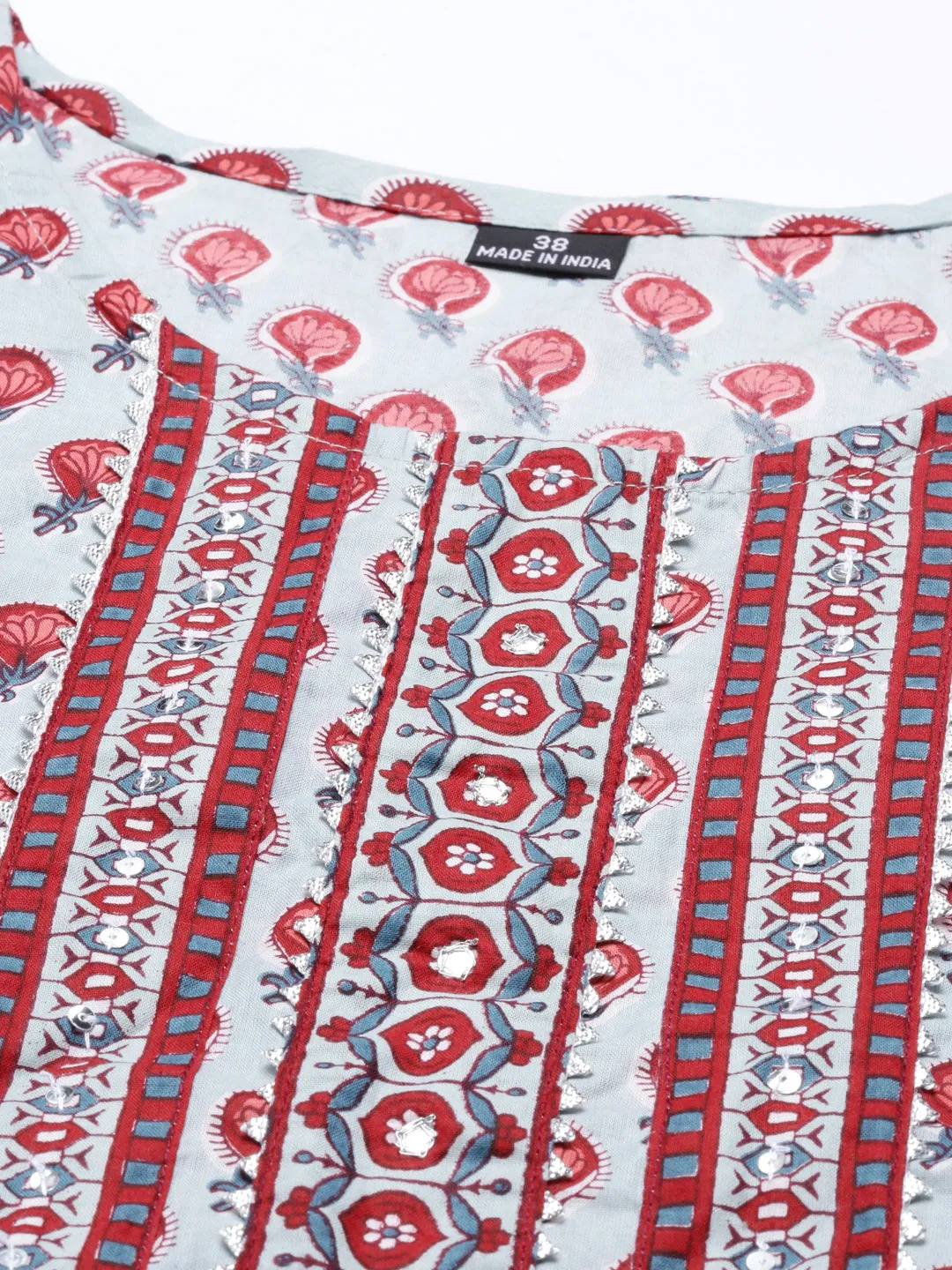Neeru's Grey Color Cotton Fabric Tunic Set