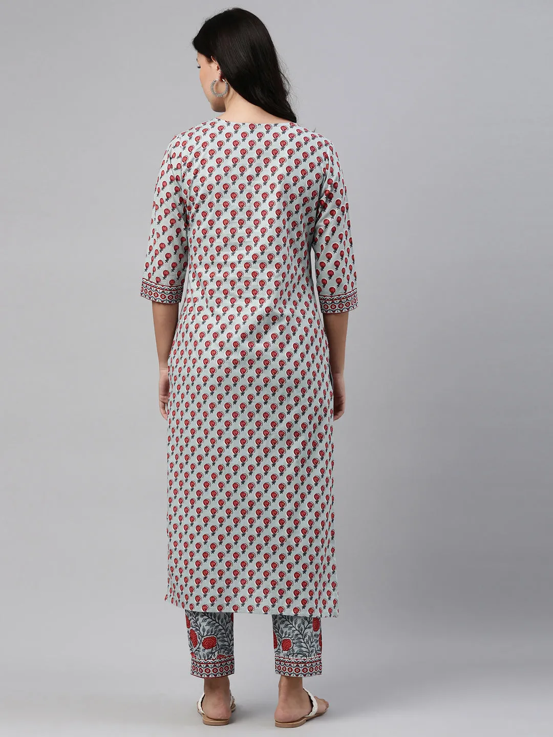 Neeru's Grey Color Cotton Fabric Tunic Set