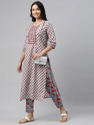 Neeru's Grey Color Cotton Fabric Tunic Set
