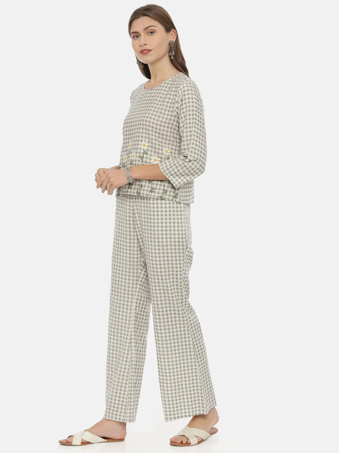 Neeru's Women Gray Color Flex Fabric Tunic Set