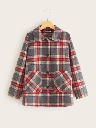 Negative Apparel Grey Check Duffle Coat FD