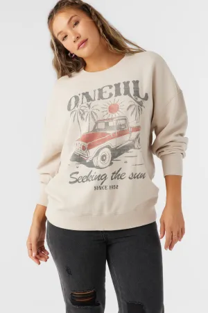 Oneill CHOICE CREWNECK OVERSIZED-FIT FLEECE PULLOVER - CEMENT