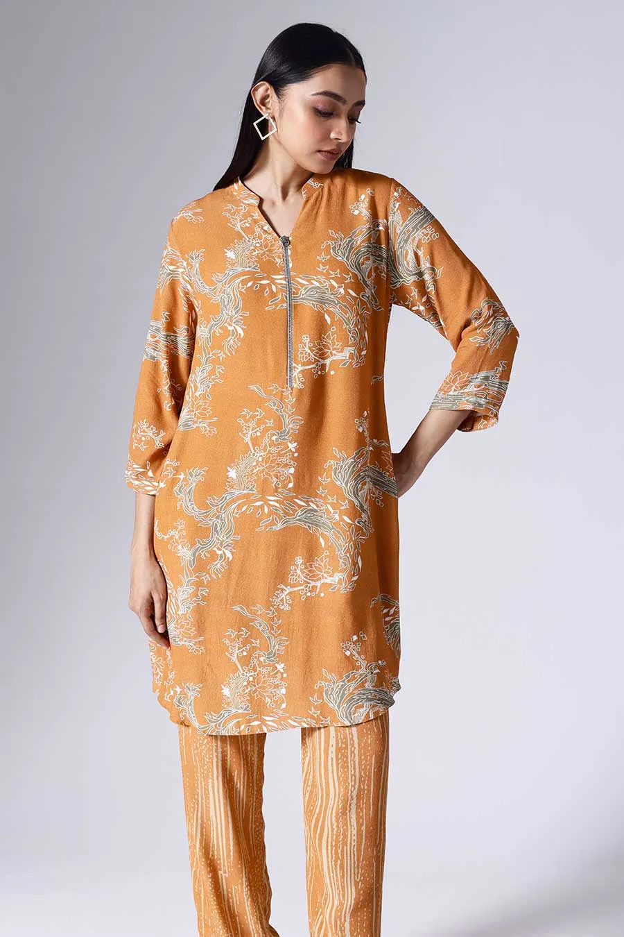 Orange Lotus Tunic & Pant Set