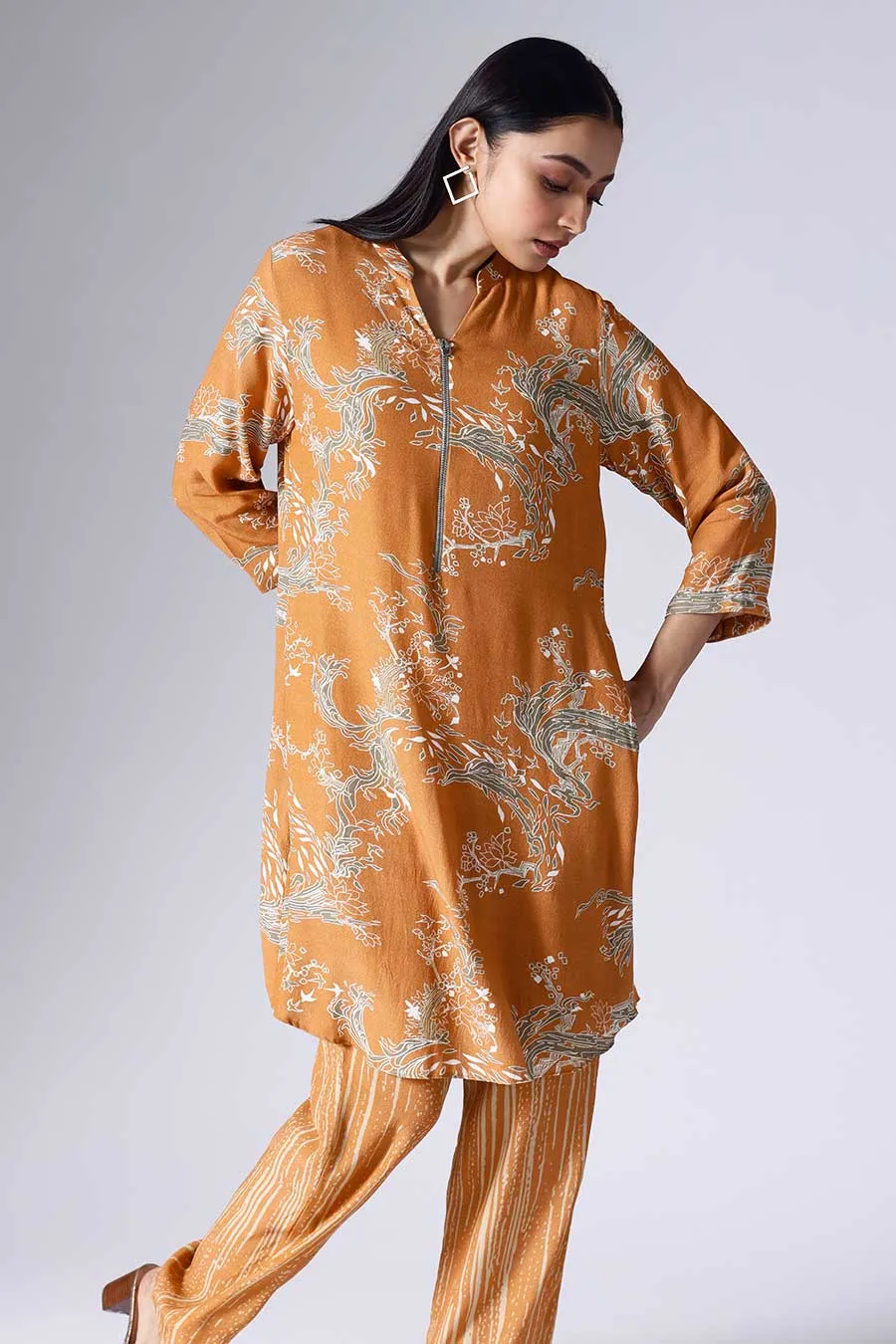 Orange Lotus Tunic & Pant Set