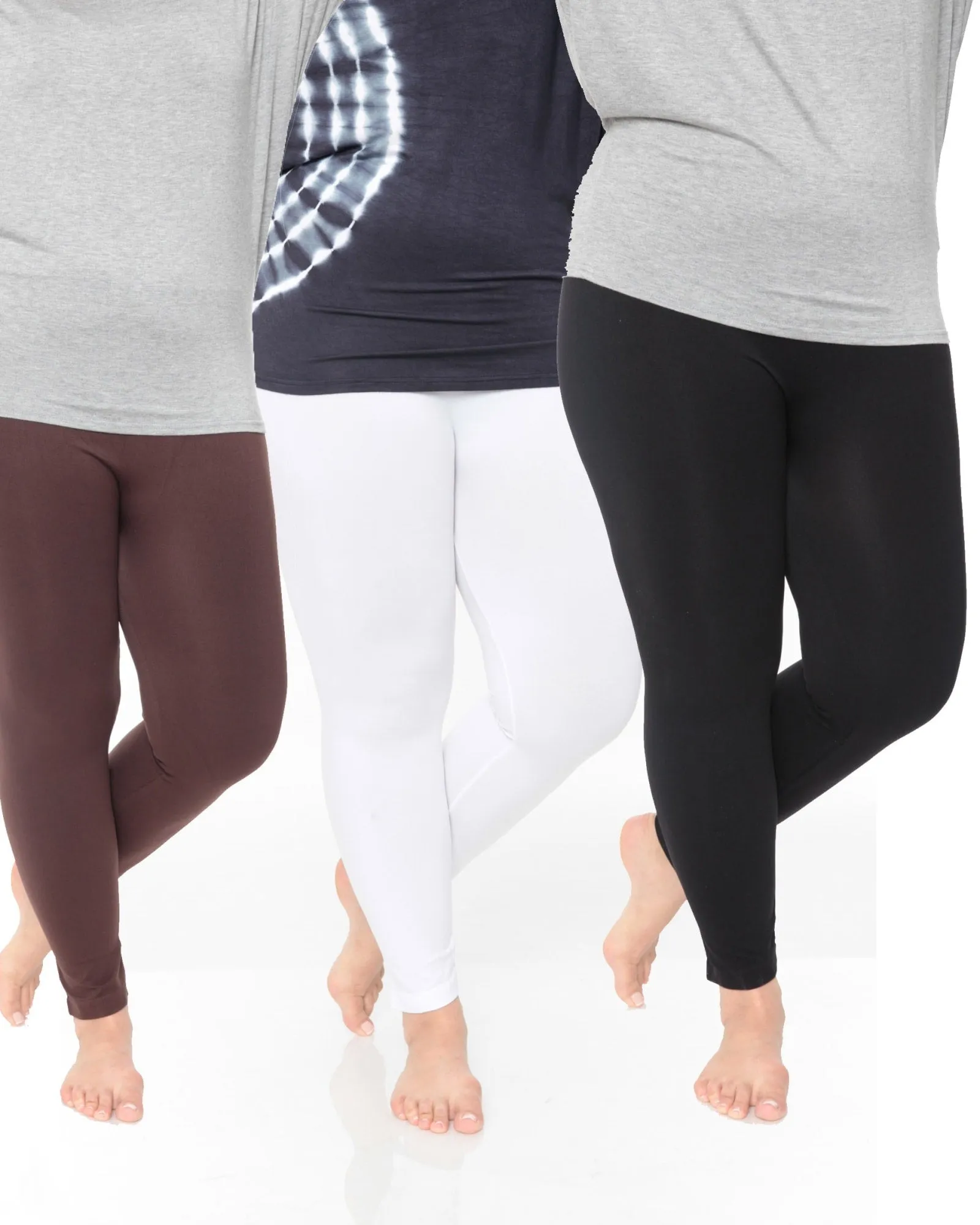 Pack 3 of Solid Leggings | Black White Brown