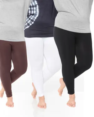 Pack 3 of Solid Leggings | Black White Brown