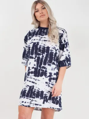 Paloma Tie Dye Oversized Boyfriend Tunic T-Shirt In Blue