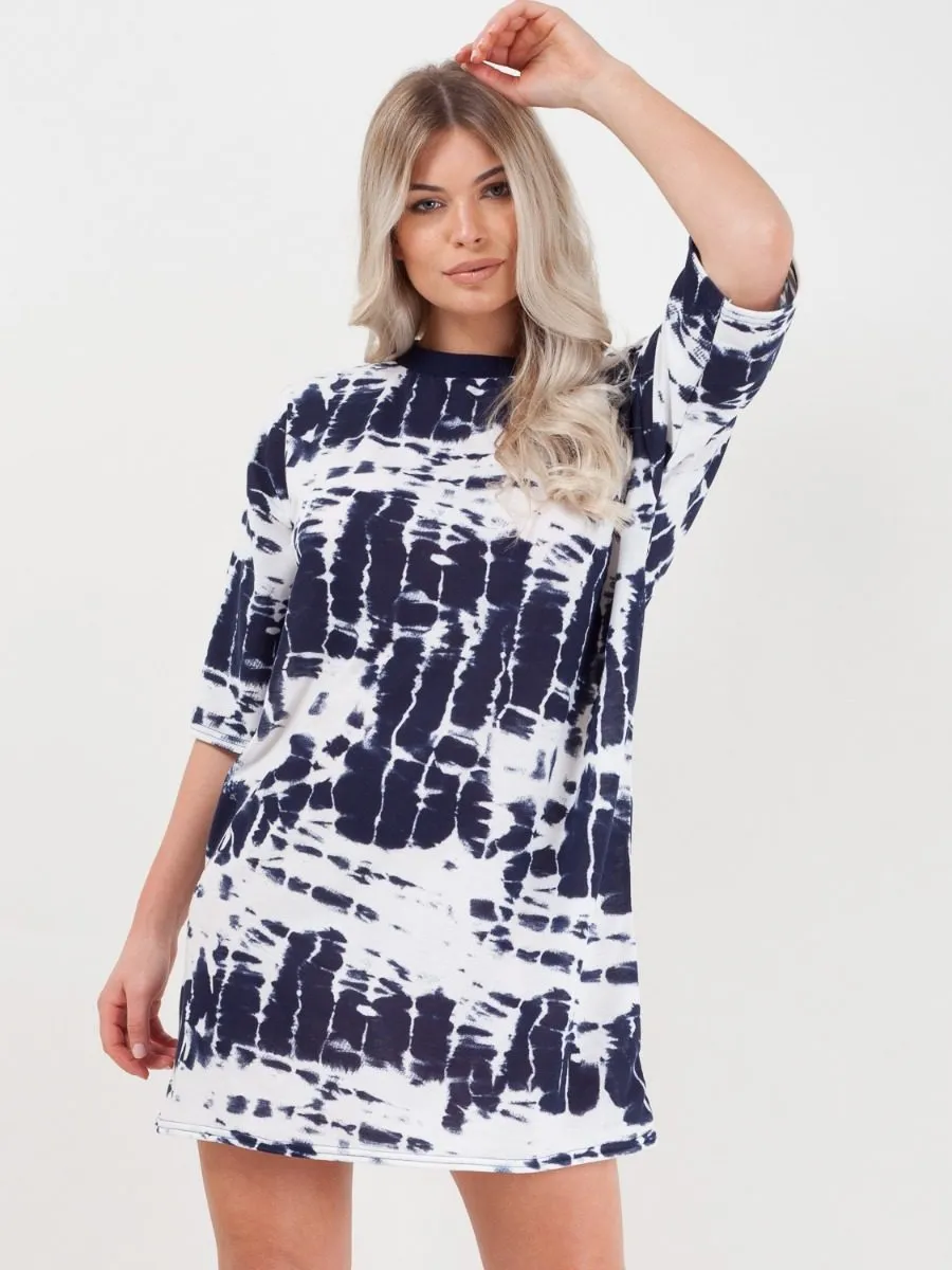 Paloma Tie Dye Oversized Boyfriend Tunic T-Shirt In Blue