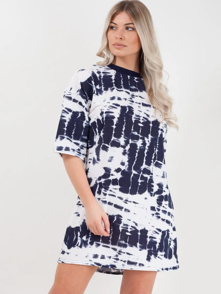 Paloma Tie Dye Oversized Boyfriend Tunic T-Shirt In Blue