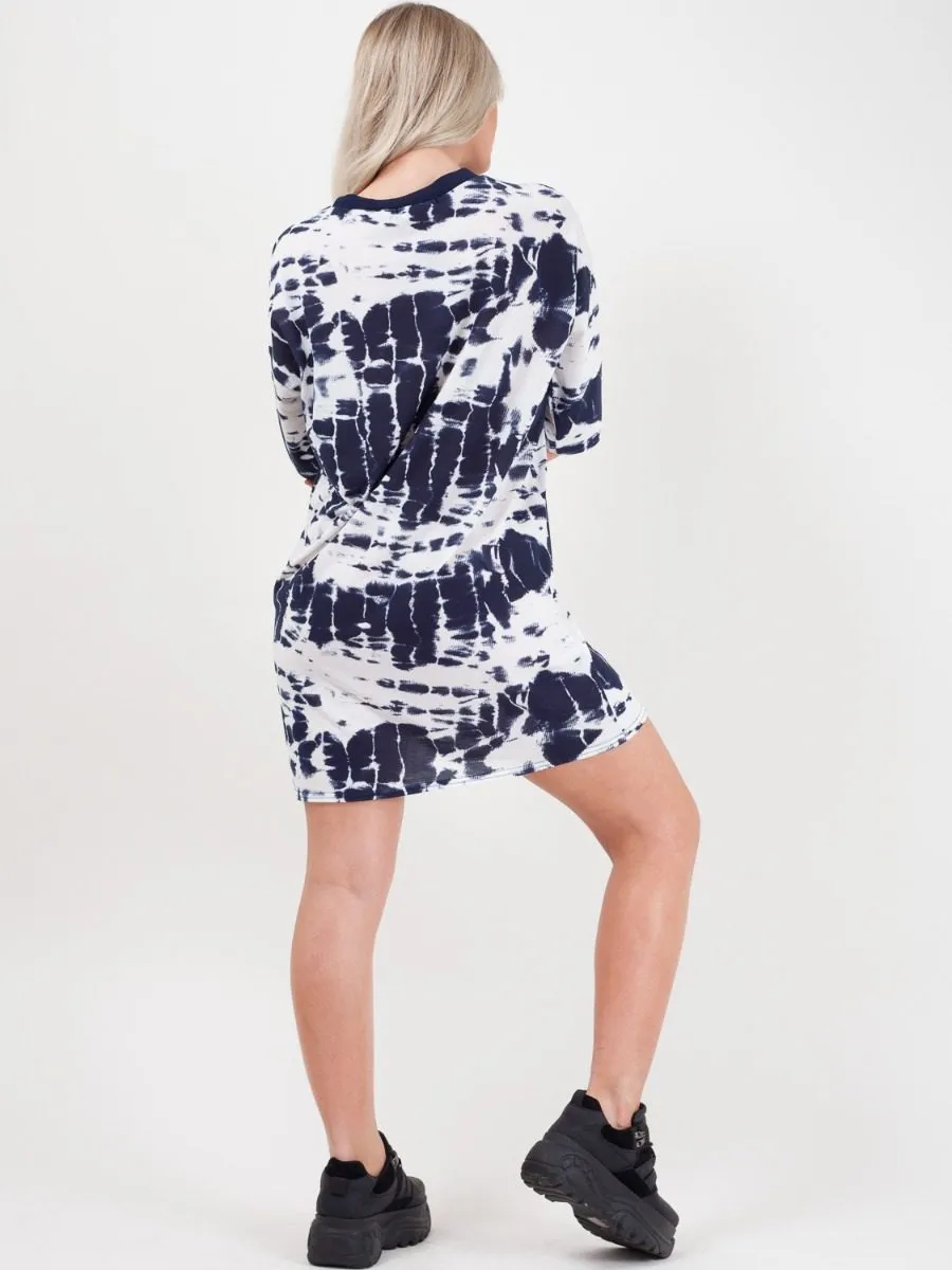 Paloma Tie Dye Oversized Boyfriend Tunic T-Shirt In Blue