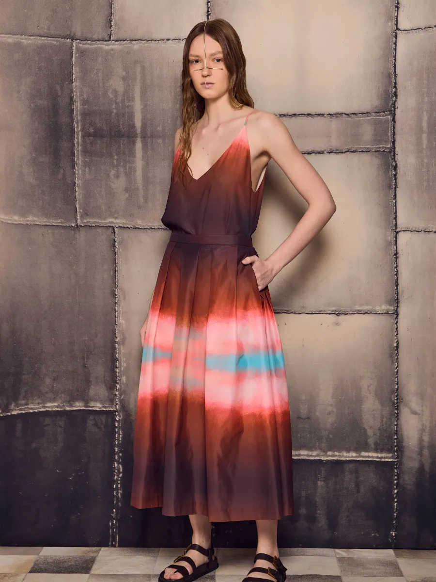 Pleated Skirt - Red Sky Painting