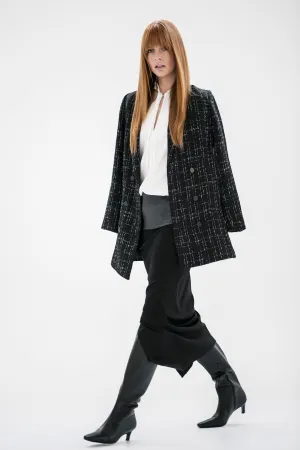 Polished Ponti & Faux Leather Maxi Skirt Leira Black