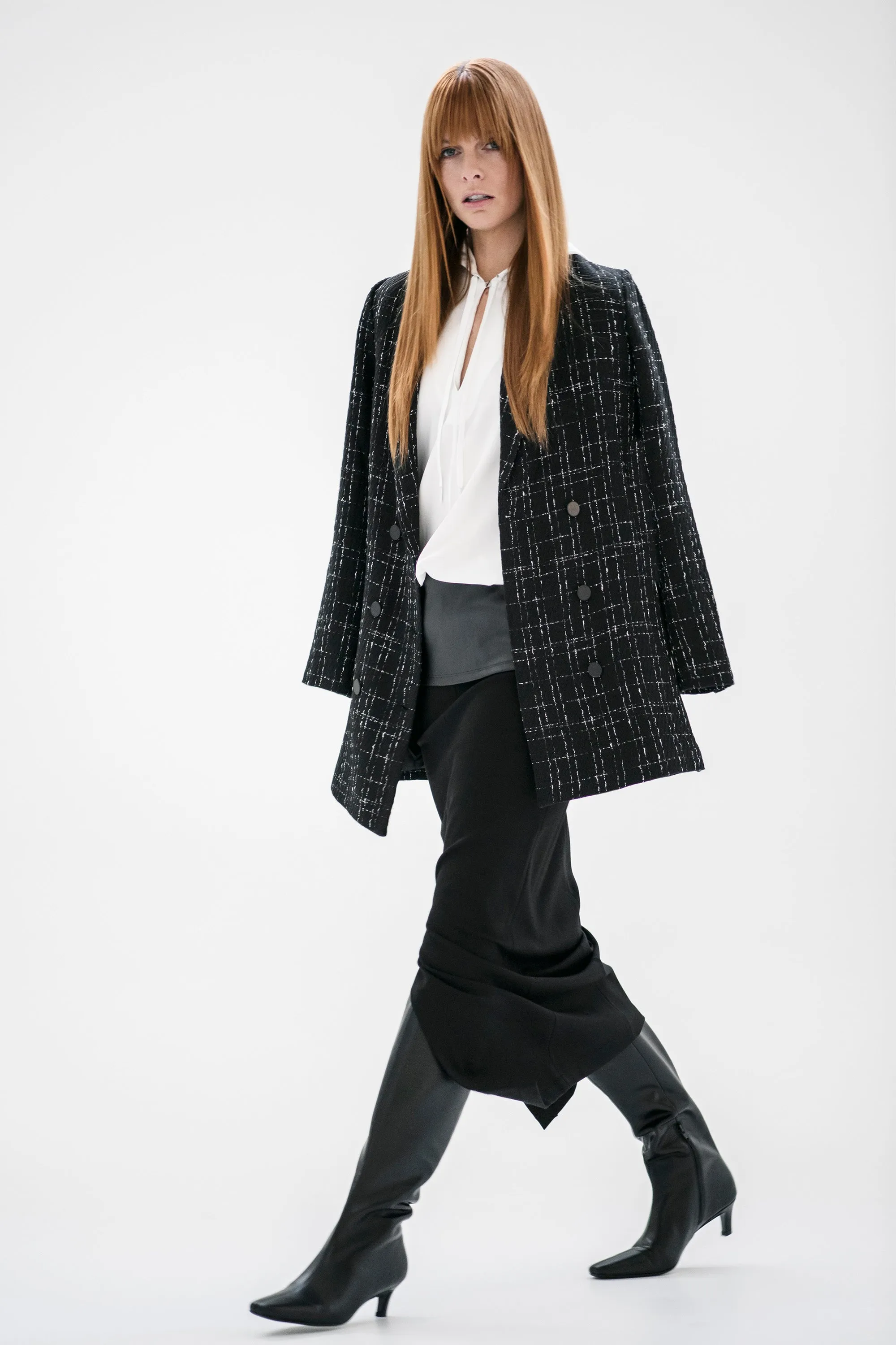 Polished Ponti & Faux Leather Maxi Skirt Leira Black